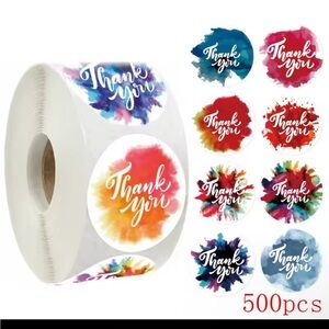 500 Colorful Thank You Stickers Roll